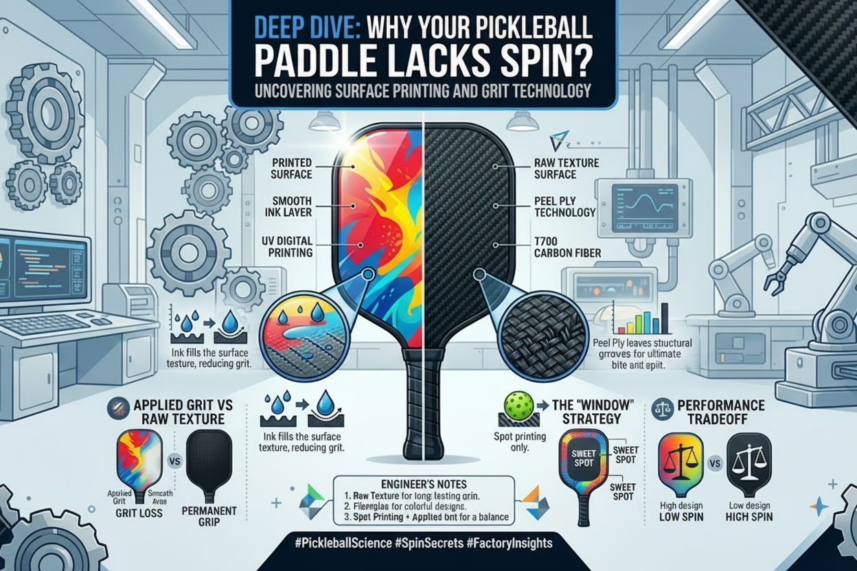 Deep Dive: Why Your Pickleball Paddle Lacks Spin? Uncovering Surface Printing and Grit Technology