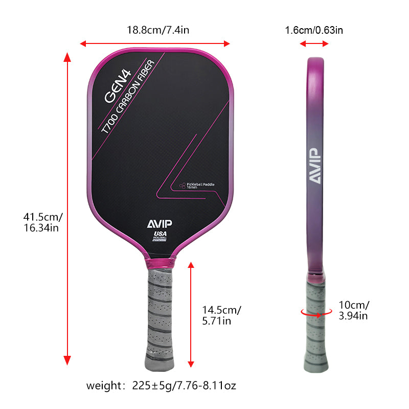 AVIP Pro Series 16MM T700 Raw Carbon Fiber Pickleball Paddle - AVIP