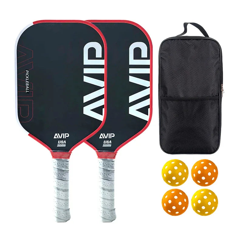 Pickleball Paddle Set - 2 Paddles, 4 Balls & Bag Bundle - AVIP