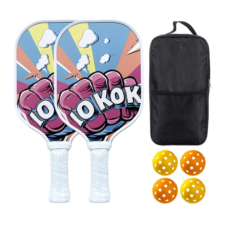 Pickleball Paddle Set - 2 Paddles, 4 Balls & Bag Bundle - AVIP