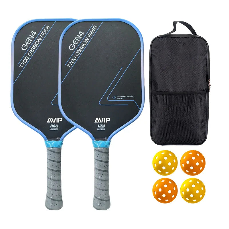 Pickleball Paddle Set - 2 Paddles, 4 Balls & Bag Bundle - AVIP